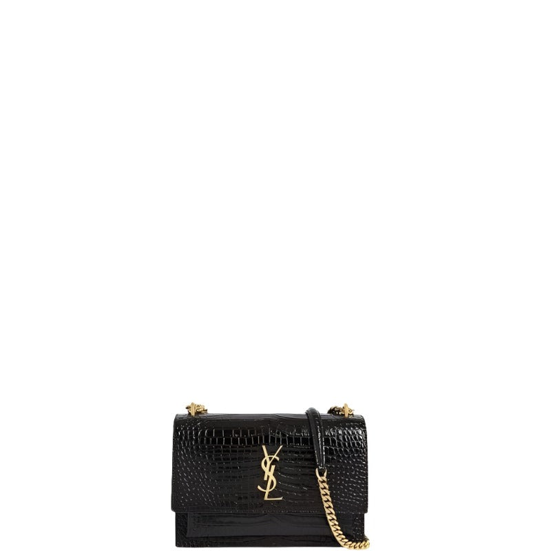 Sunset Shoulder Bag Black Croc