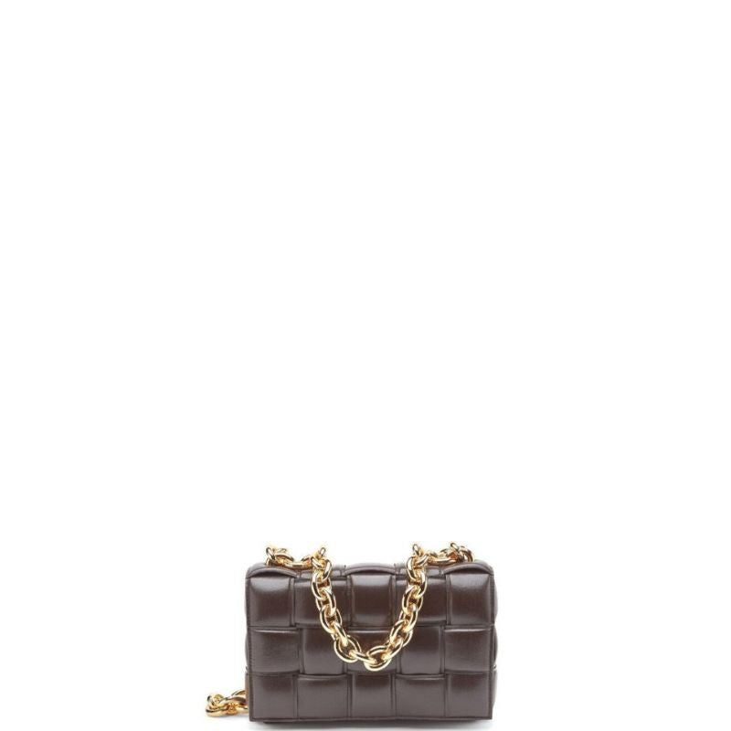 Cassette Shoulder Chain Bag Dark Brown