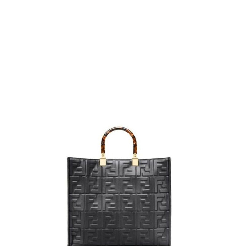 Sunshine Shopper Bag Black With Raised 3D-texture FF