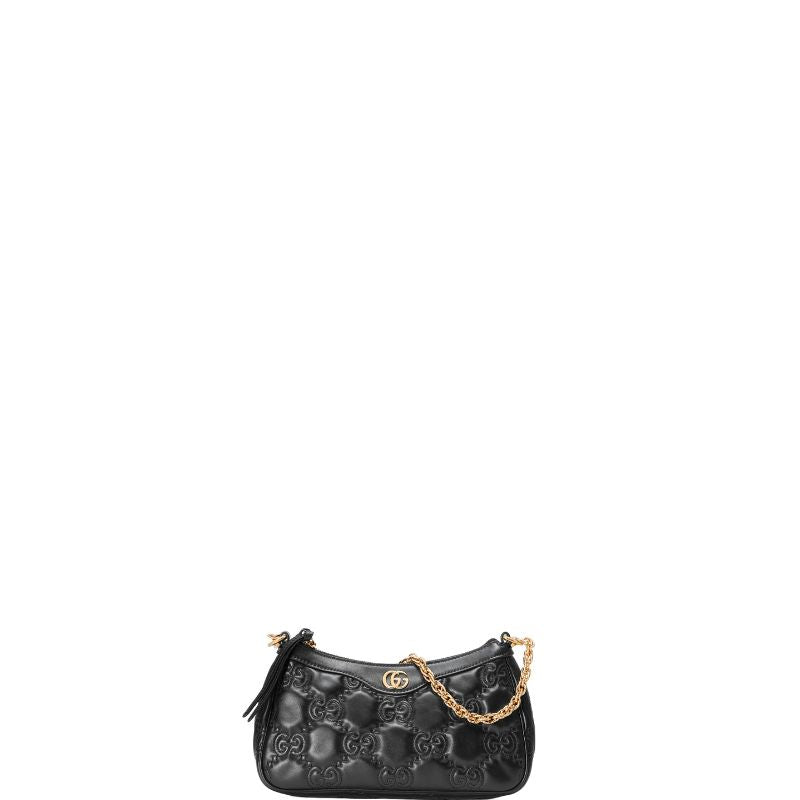 Leather GG Matelassé Shoulder Bag Black