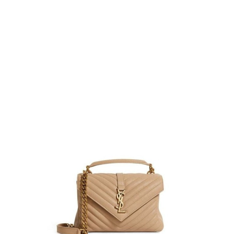 Bolso de hombro con placa del logotipo en color beige