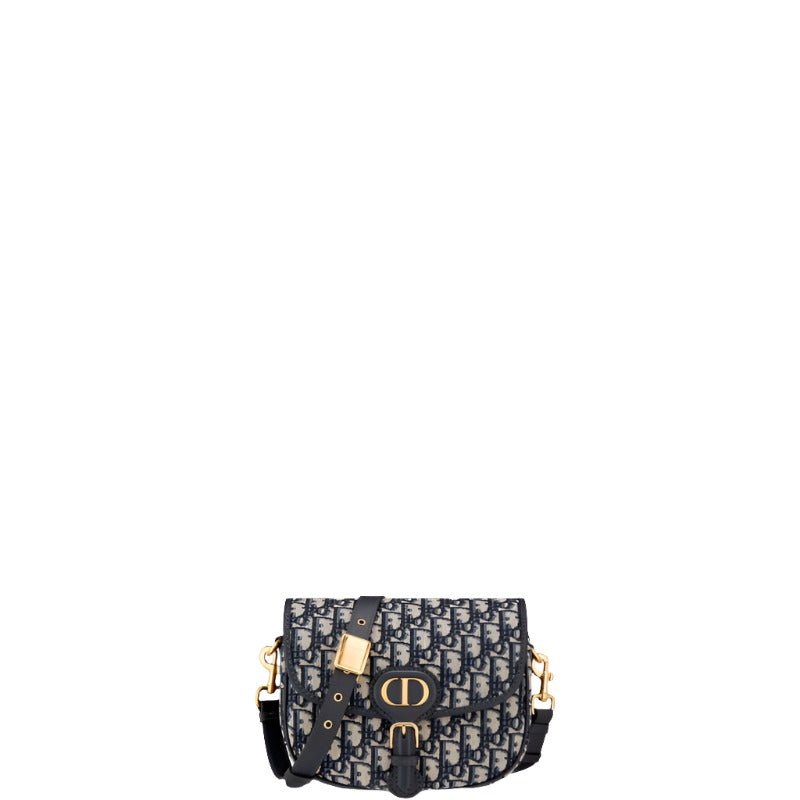 Bolso de mano mediano Bobby en jacquard oblicuo Dior azul