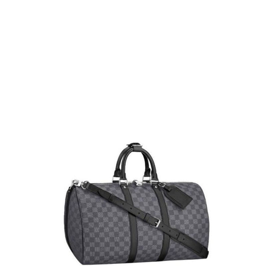 Travel Bag In Checkered Canvas Grey