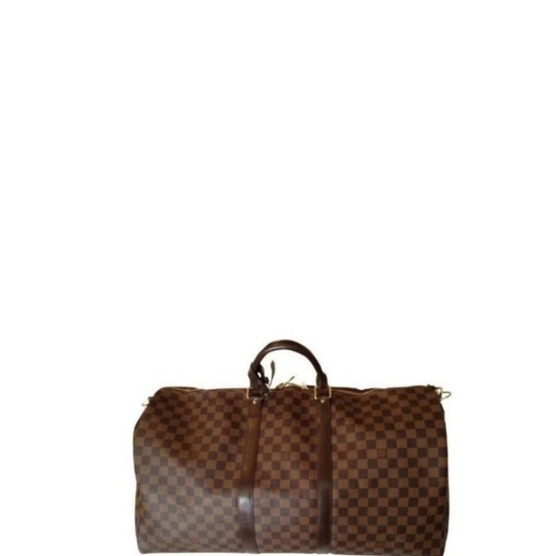 Travel Bag In Checkered Canvas Brown