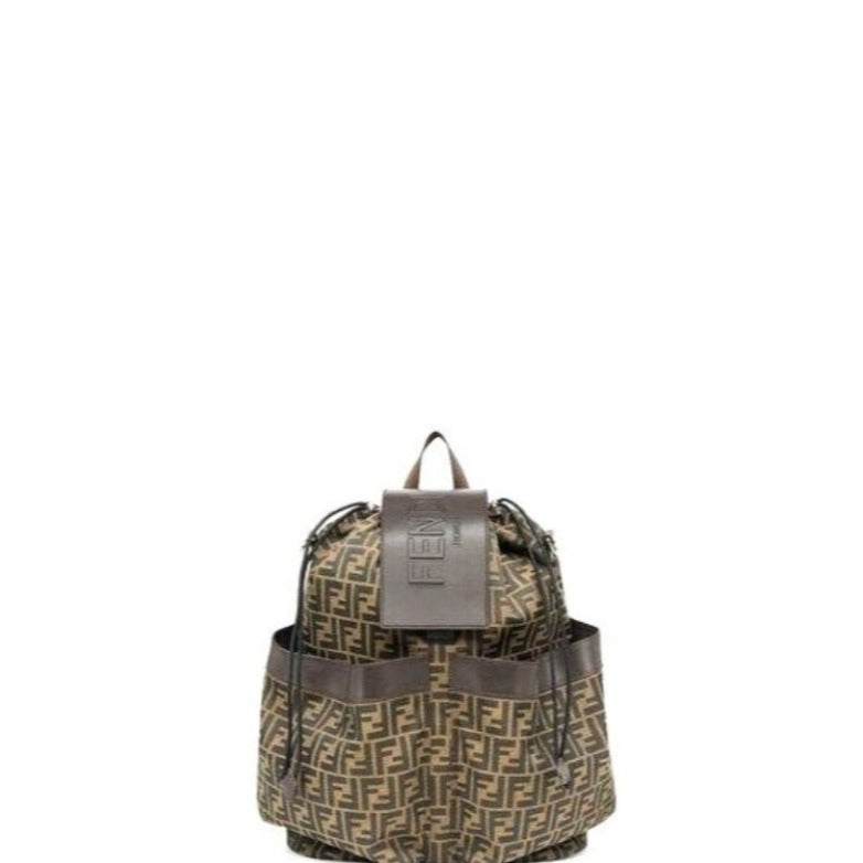 Large Backpack In Jacquard Fabric Brown