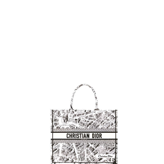 Book Tote Canvas Plan De Paris White/Black