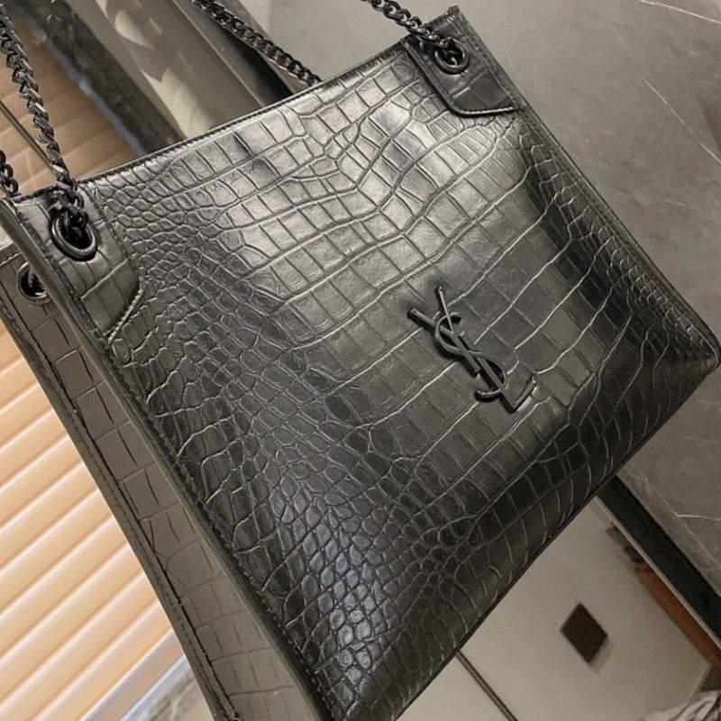 Niki Shopping Bag Black Croc New