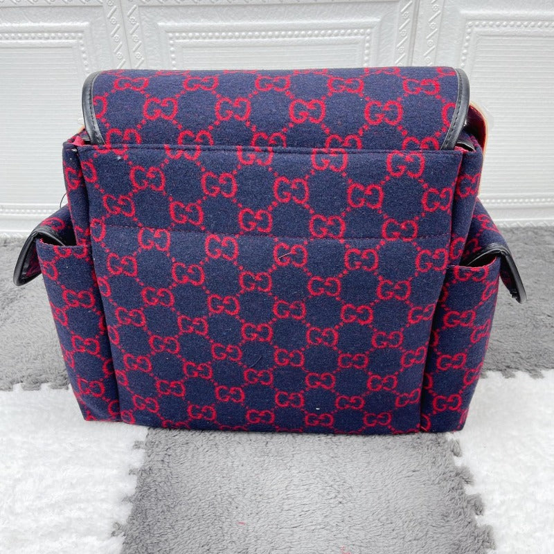 Kids GG Motif Wool Diaper Bag Blue