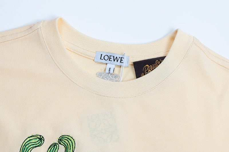 Beige T-Shirt With Brand Name Embroidery