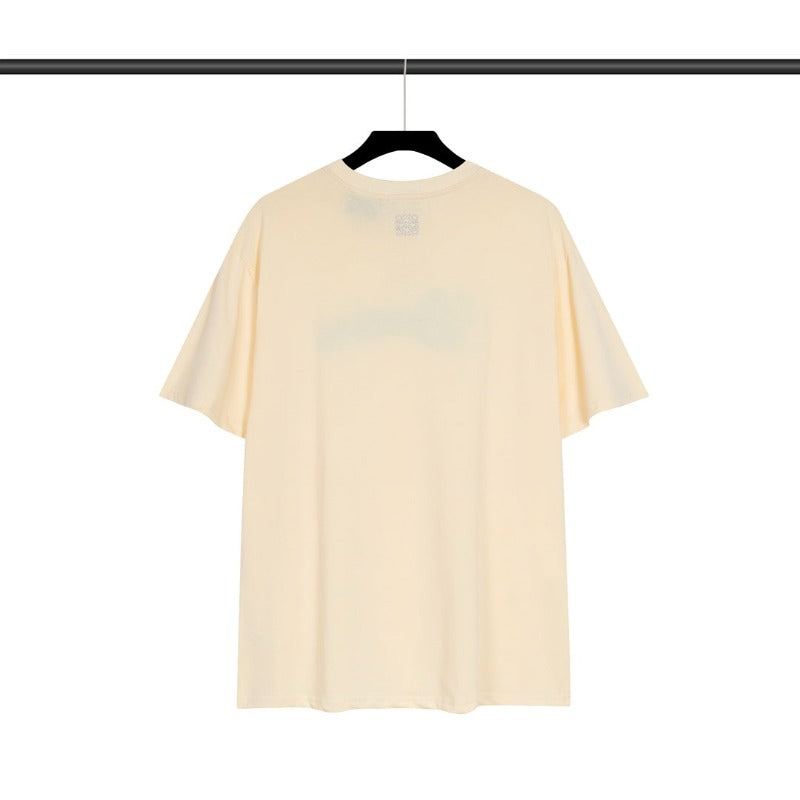 Beige T-Shirt With Brand Name Embroidery