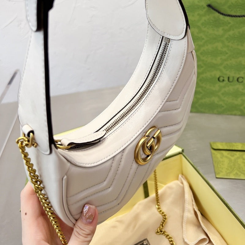 Marmont Half-Moon Shaped Mini Bag White