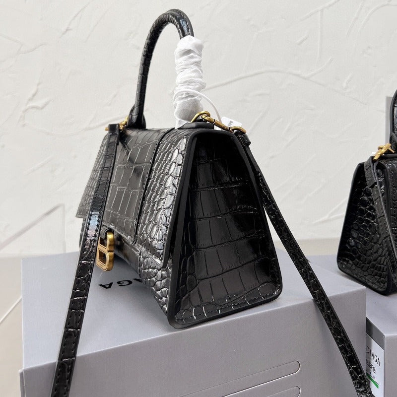 Handbag Crocodile Embossed Black