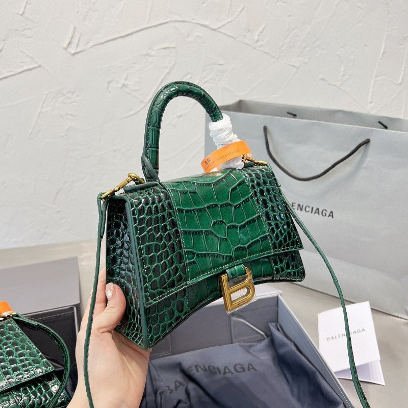 Handbag Crocodile Embossed Dark Green