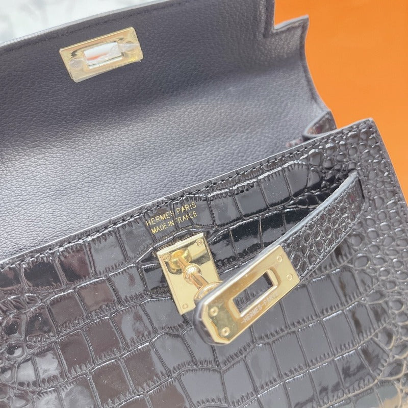 Kelly Mini Handbag Black Croc