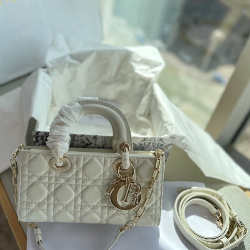 Small D-Joy Handbag Latte Cannage