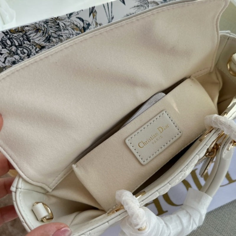 Small D-Joy Handbag Latte Cannage