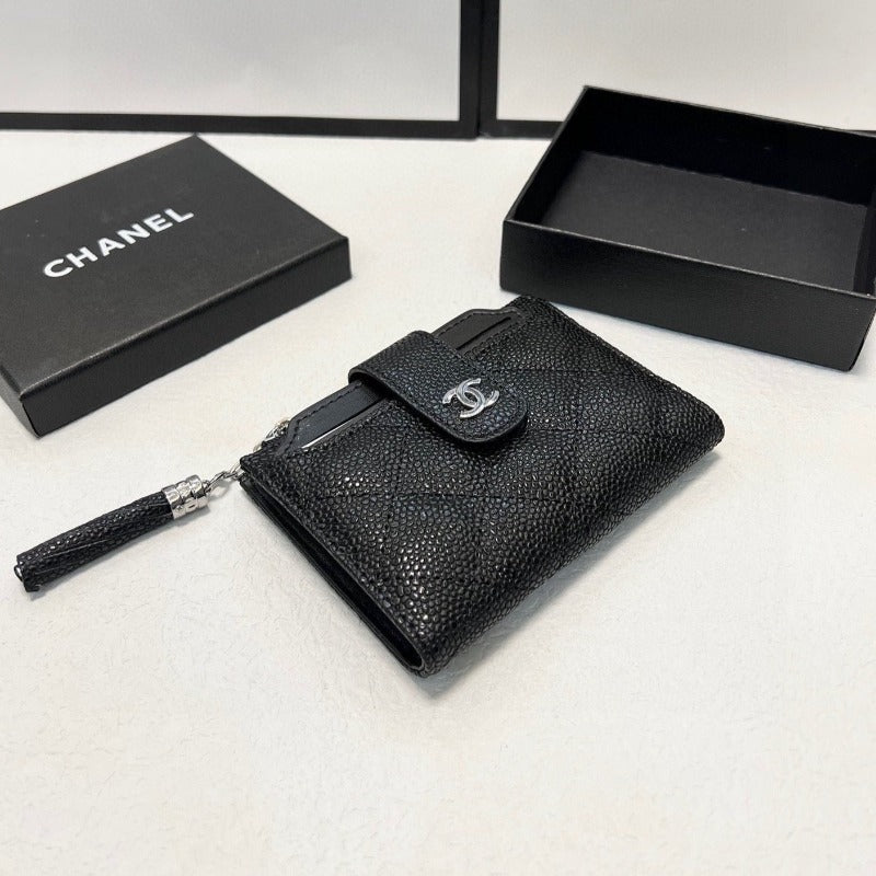 Caviar Compact Small Wallet Black