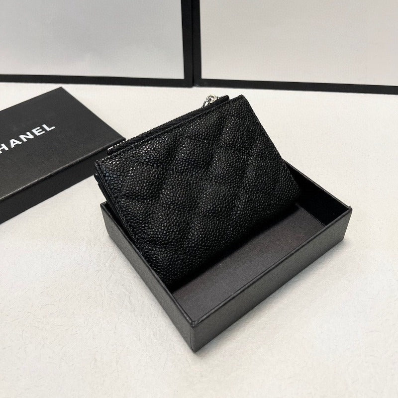 Caviar Compact Small Wallet Black