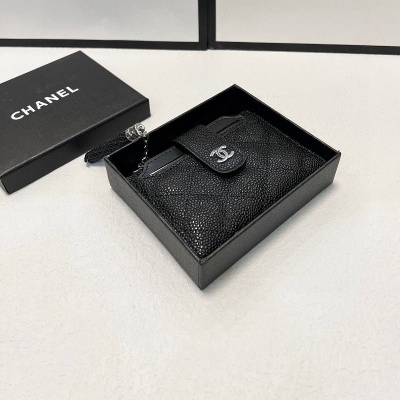 Caviar Compact Small Wallet Black