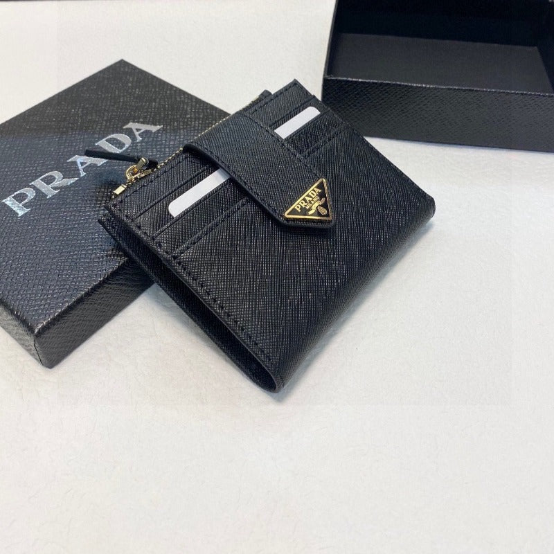 Logo-Plaque Saffiano Wallet Black