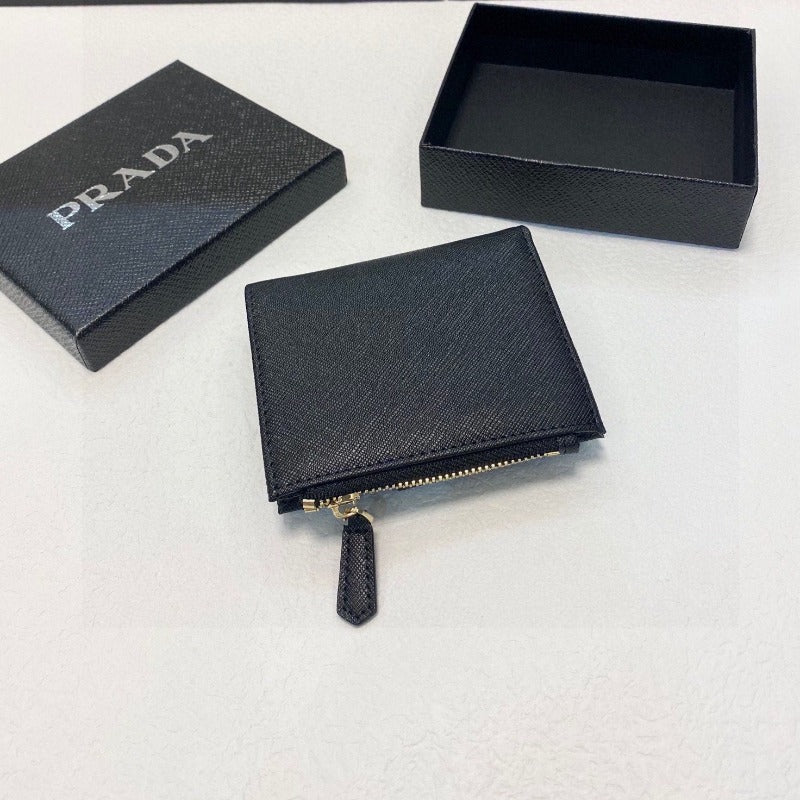 Logo-Plaque Saffiano Wallet Black