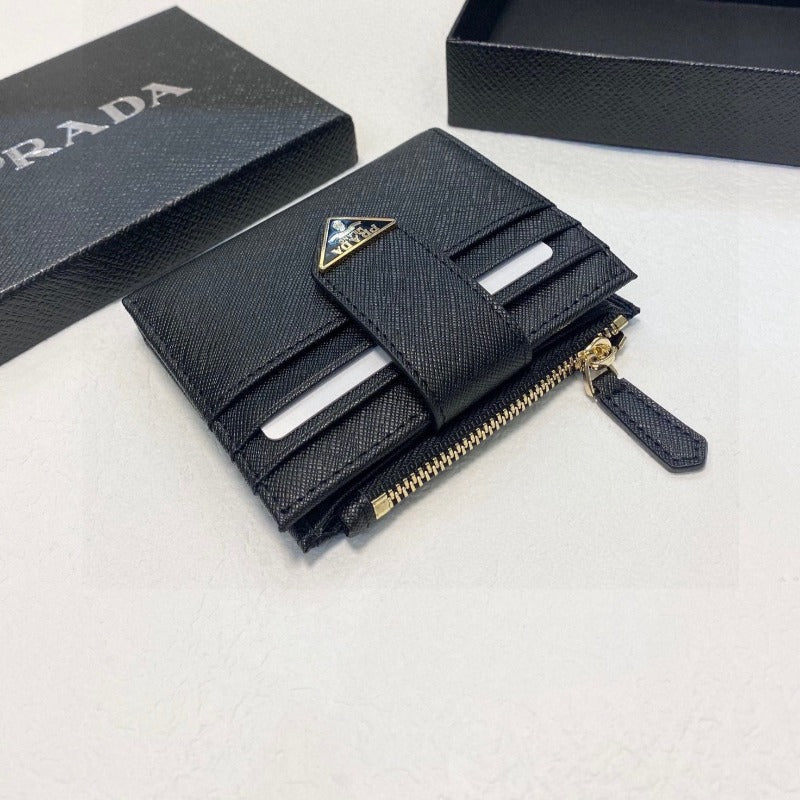 Logo-Plaque Saffiano Wallet Black