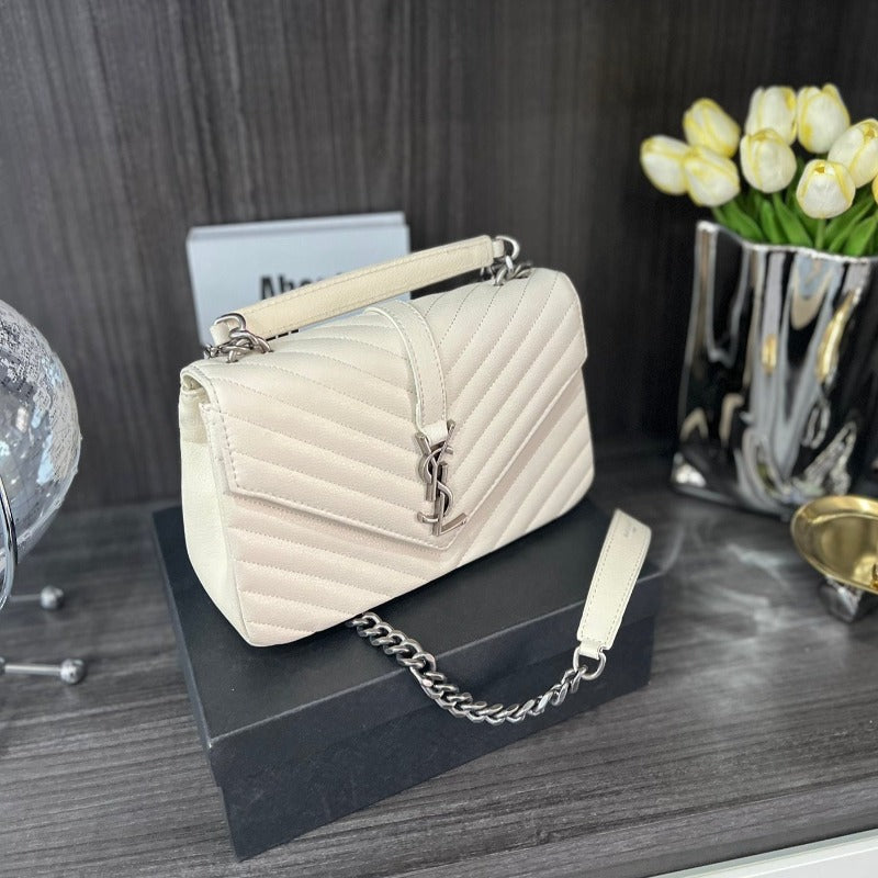 Logo Plaque Shoulder Bag Cream