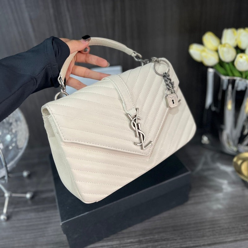 Logo Plaque Shoulder Bag Cream