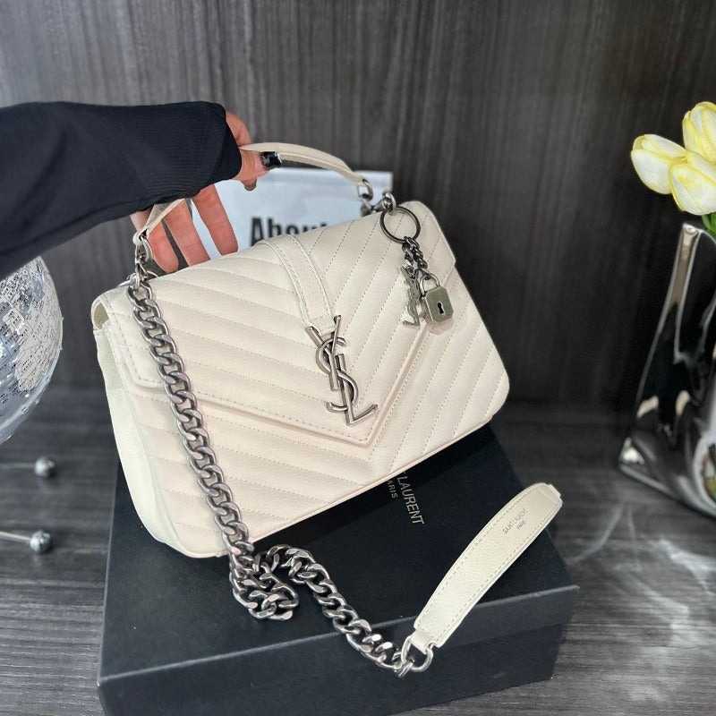 Logo Plaque Shoulder Bag Cream