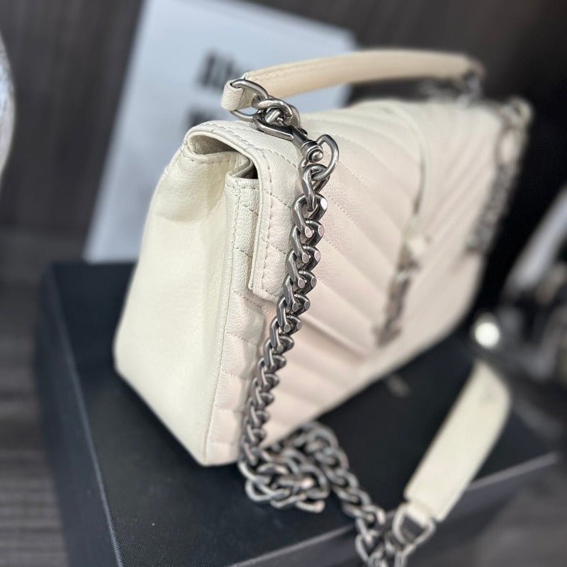 Logo Plaque Shoulder Bag Cream