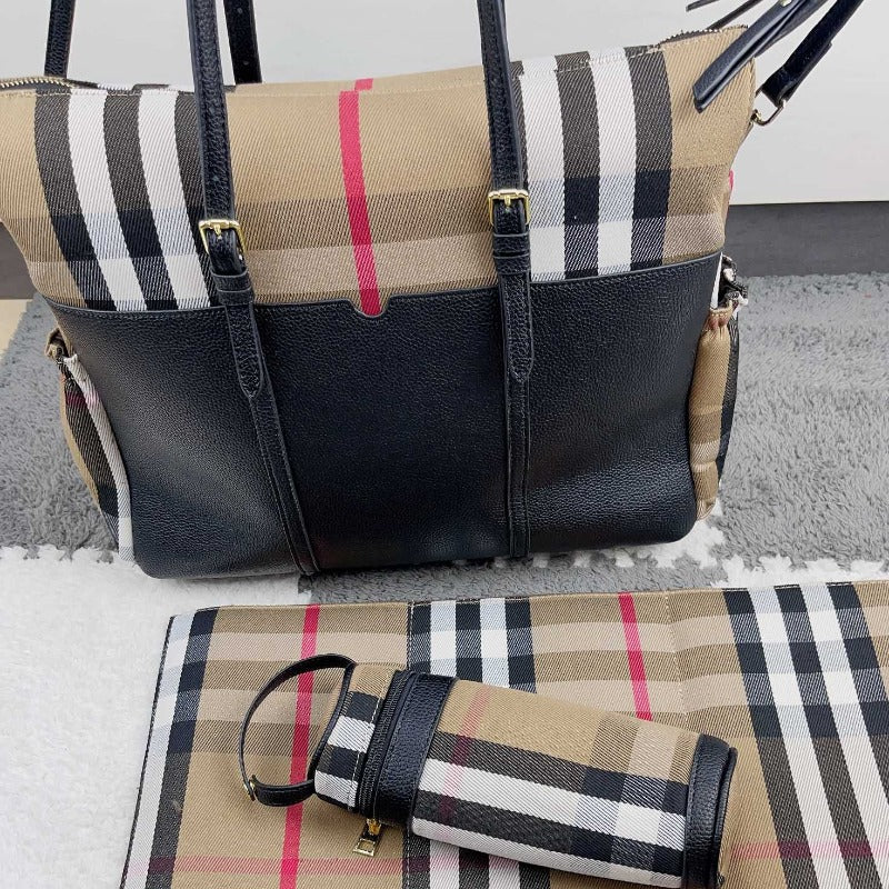 Mason Check Baby Bag Leather Canvas