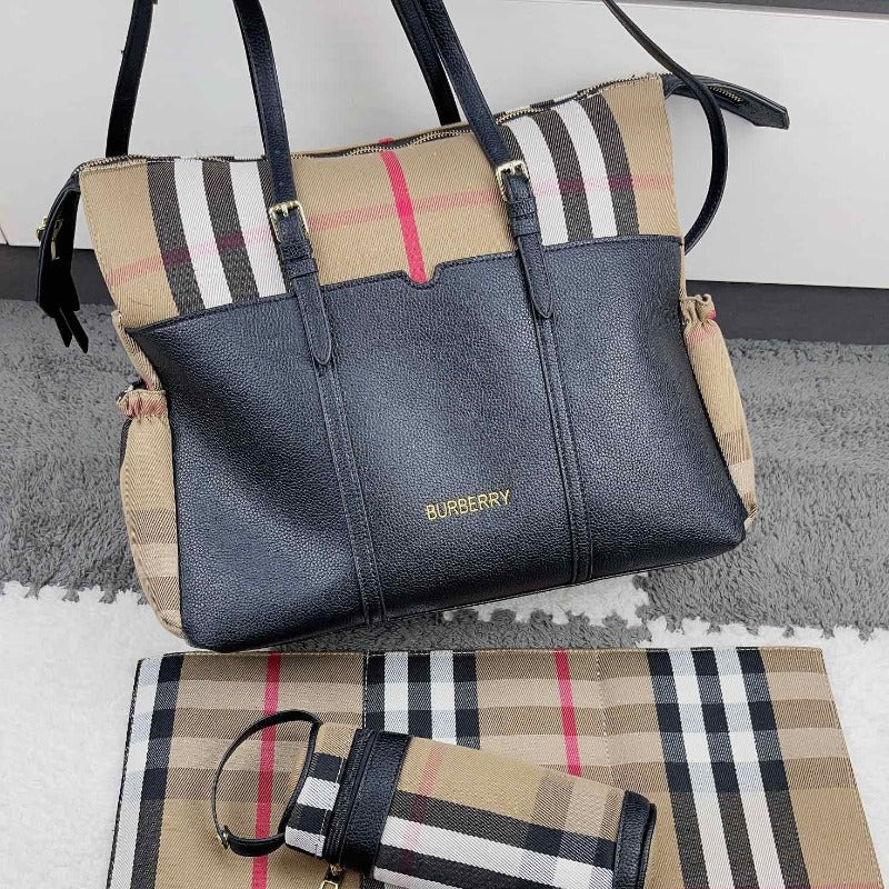 Mason Check Baby Bag Leather Canvas