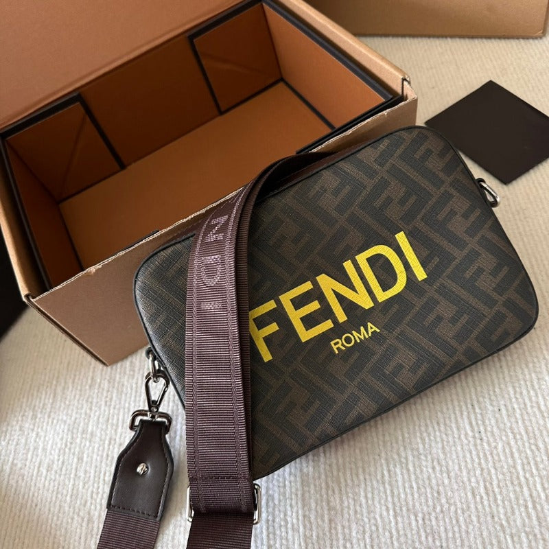 FF Logo Print Shoulder Bag Brown