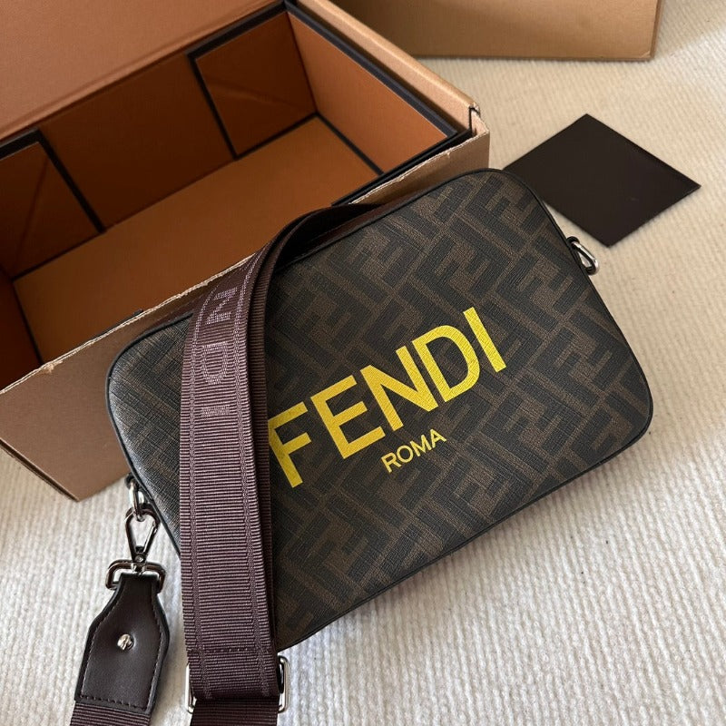 FF Logo Print Shoulder Bag Brown