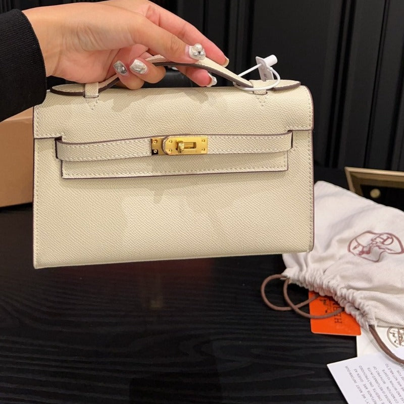 Kelly Pochette Handbag Ivory