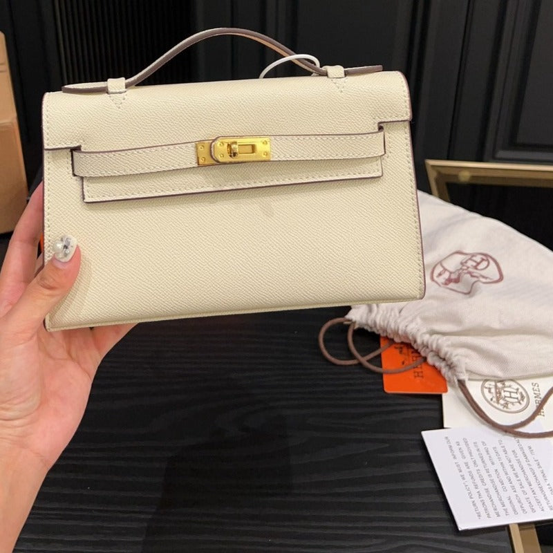 Kelly Pochette Handbag Ivory