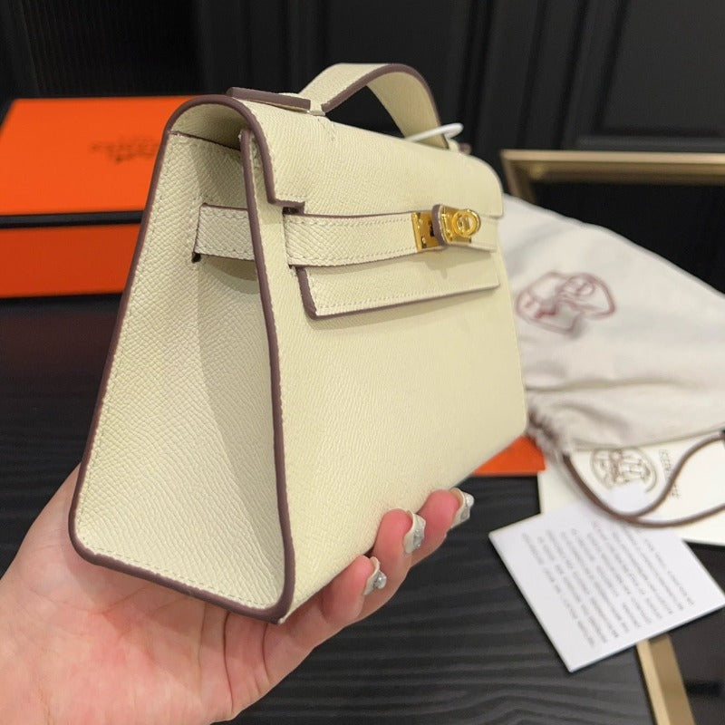 Kelly Pochette Handbag Ivory