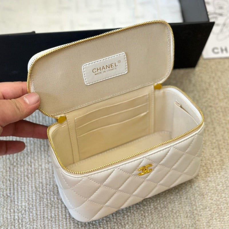 Small Vanity Case With Top Handle Bag White