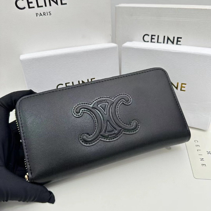 Triomphe Logo Long Wallet Black