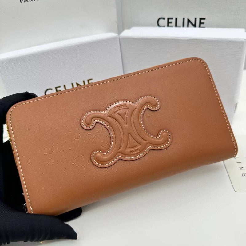 Triomphe Logo Long Wallet Brown