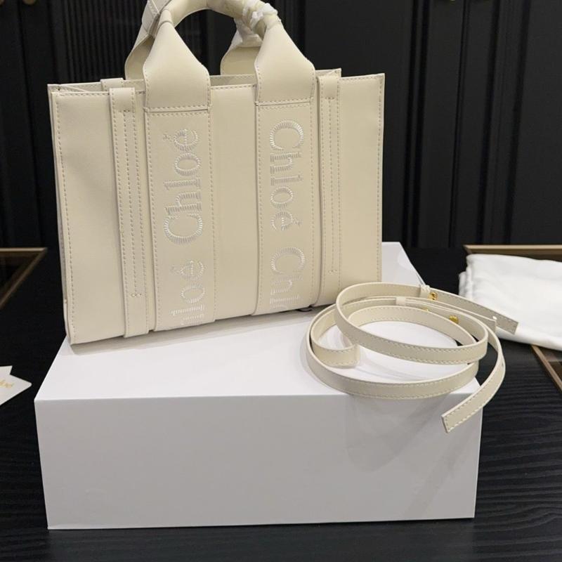 Woody small soft leather tote bag Beige