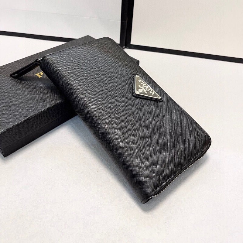 Saffiano Leather Long Wallet Black