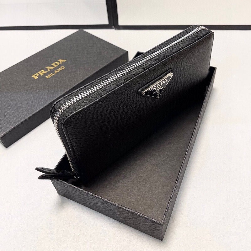 Saffiano Leather Long Wallet Black