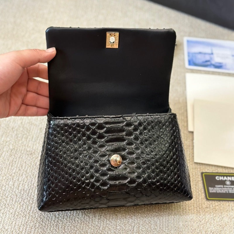 Coco Flap Bag Black Croc New