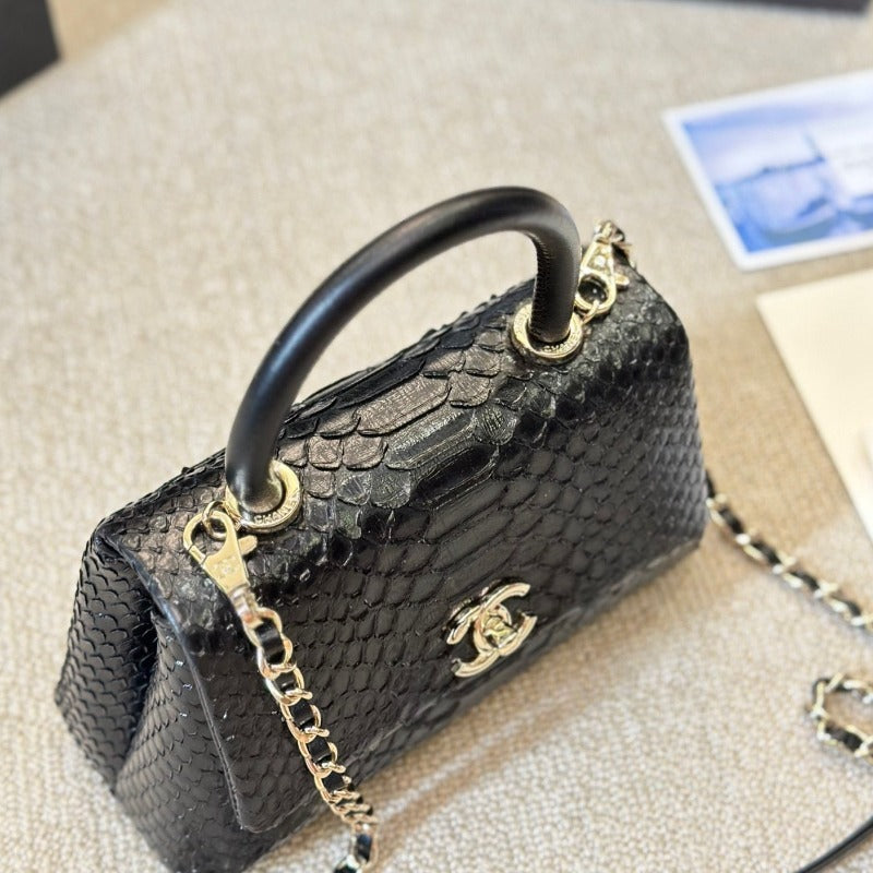 Coco Flap Bag Black Croc New