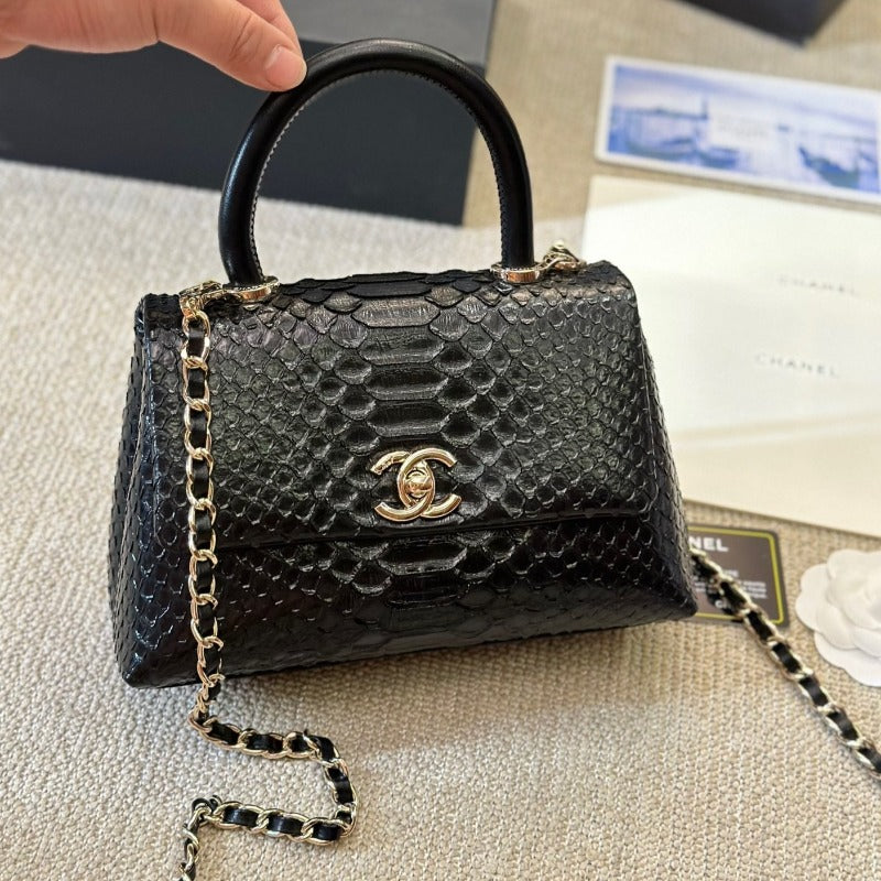 Coco Flap Bag Black Croc New