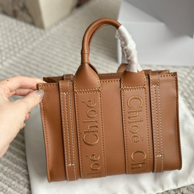 Woody small soft leather tote bag Ginger