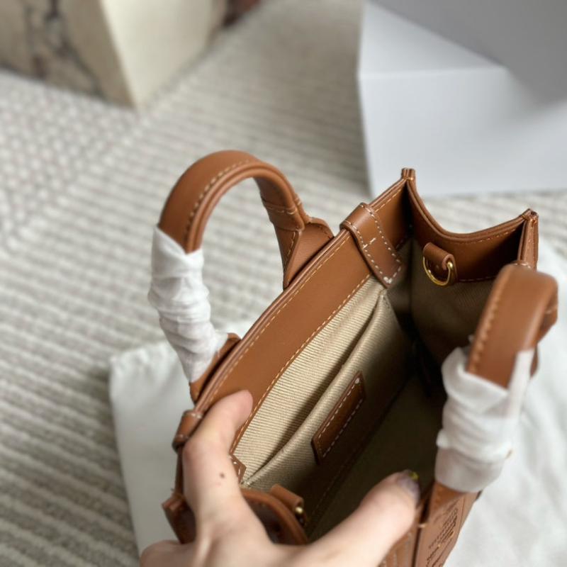 Woody small soft leather tote bag Ginger