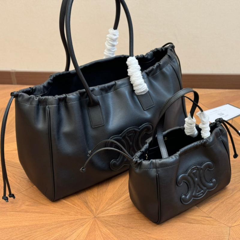 Cabas Drawstring Logo Tote Bag Black