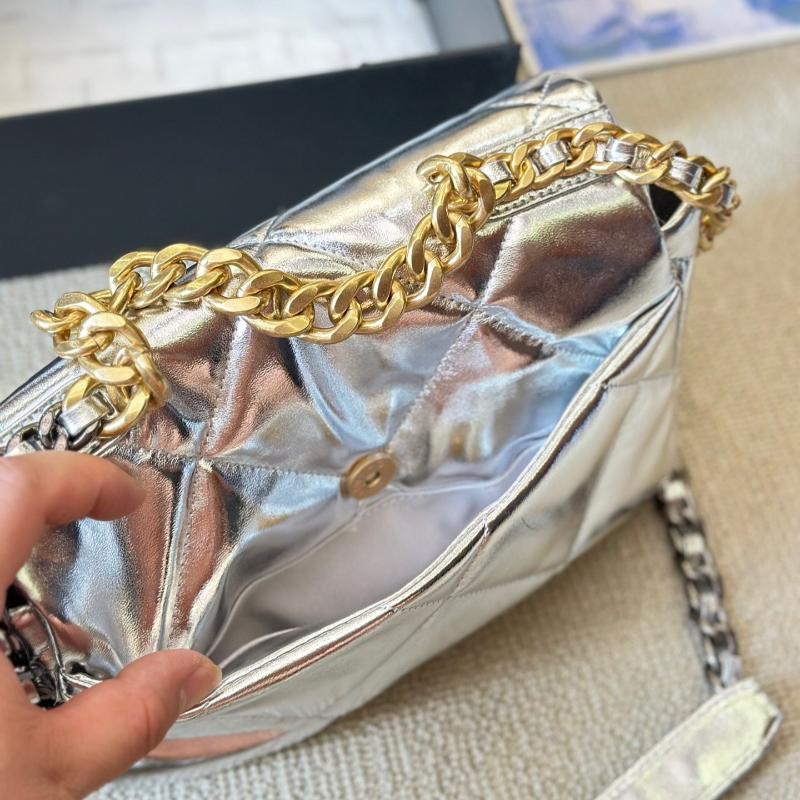 Flap Bag 19 Silver Metallic New